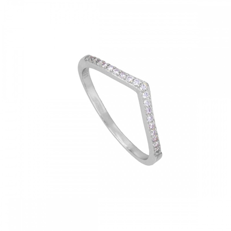 ANILLO CHEVRON DE PLATA 925 RODIADA CON CIRCONITAS | COMBÍNALOS Y BRILLA