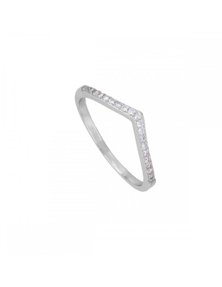 ANILLO CHEVRON DE PLATA 925 RODIADA CON CIRCONITAS | COMBÍNALOS Y BRILLA