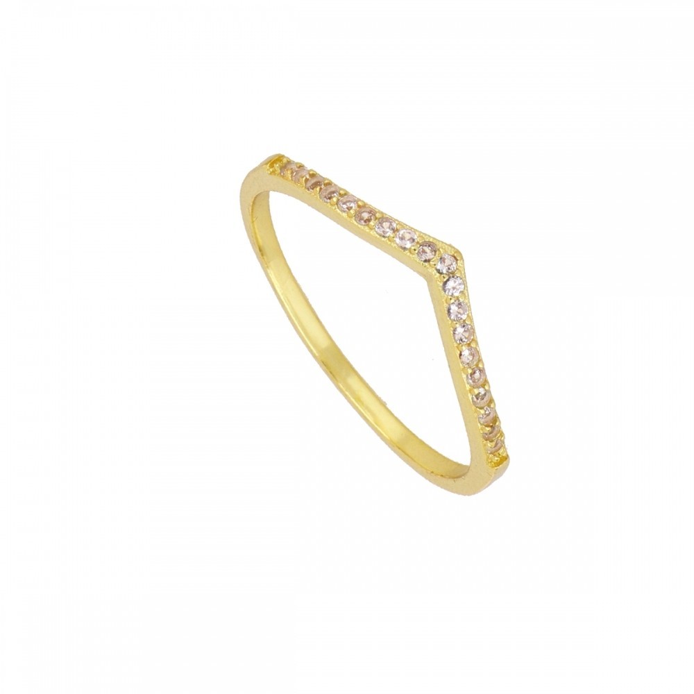 ANILLO CHEVRON DE PLATA 925 BAÑADA EN ORO CON CIRCONITAS LILAS | COMBÍNALOS Y BRILLA