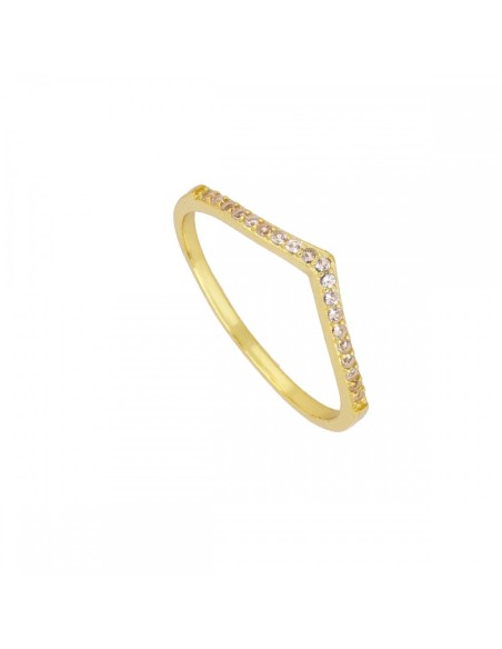 ANILLO CHEVRON DE PLATA 925 BAÑADA EN ORO CON CIRCONITAS LILAS | COMBÍNALOS Y BRILLA