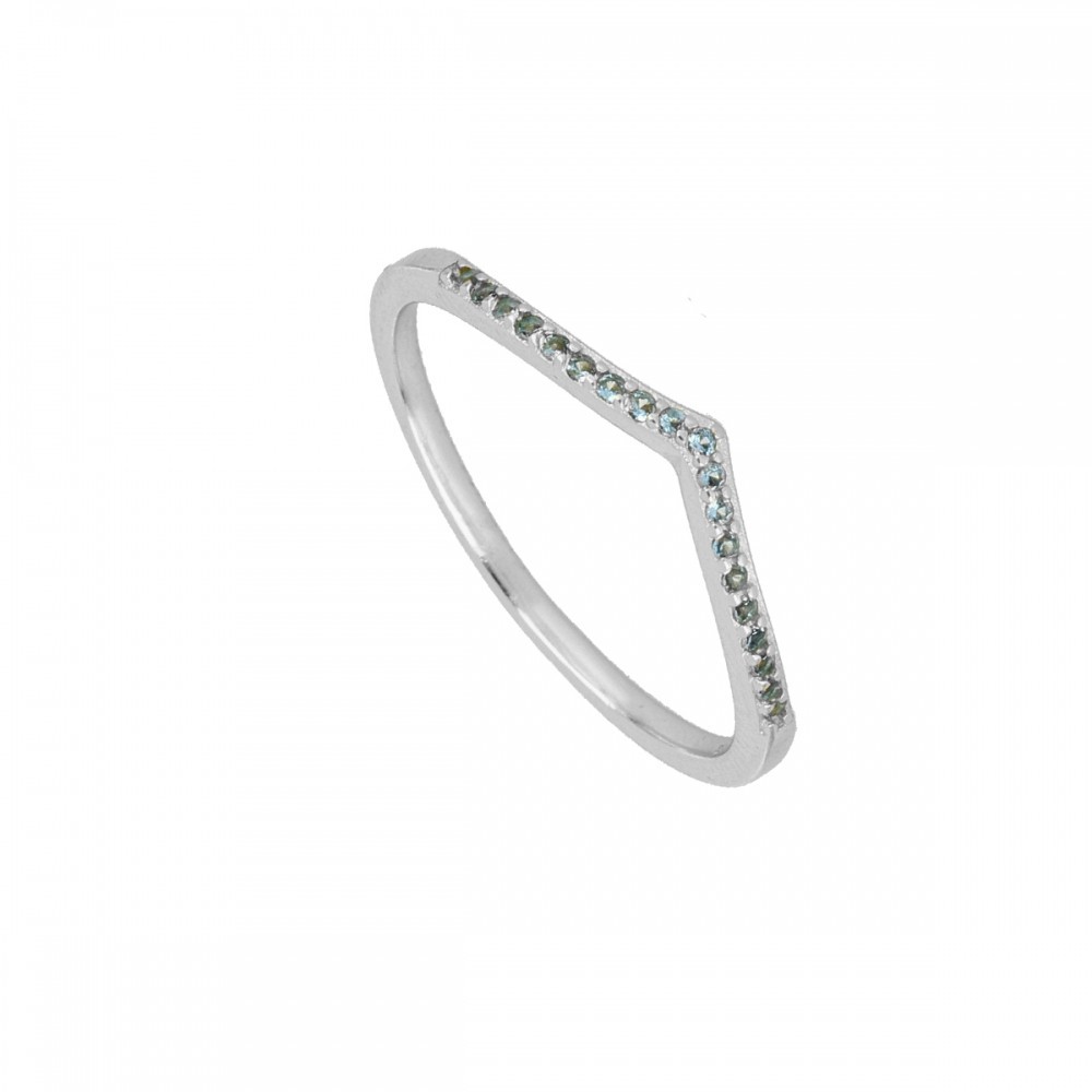 ANILLO CHEVRON DE PLATA 925 RODIADA CON CIRCONITAS VERDE BLUISH | COMBÍNALOS Y BRILLA