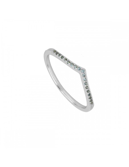 ANILLO CHEVRON DE PLATA 925 RODIADA CON CIRCONITAS VERDE BLUISH | COMBÍNALOS Y BRILLA