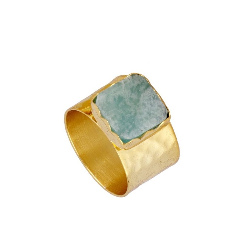 ANILLO "CAPRI" DE PLATA 925  BAÑADA EN ORO CON PIEDRA AMAZONITA