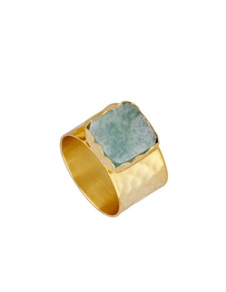 ANILLO "CAPRI" DE PLATA 925  BAÑADA EN ORO CON PIEDRA AMAZONITA