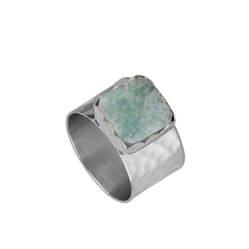 ANILLO  "CAPRI" DE PLATA 925  RODIADA CON PIEDRA AMAZONITA