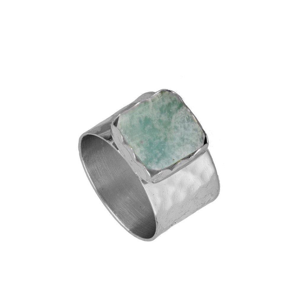 ANILLO  "CAPRI" DE PLATA 925  RODIADA CON PIEDRA AMAZONITA