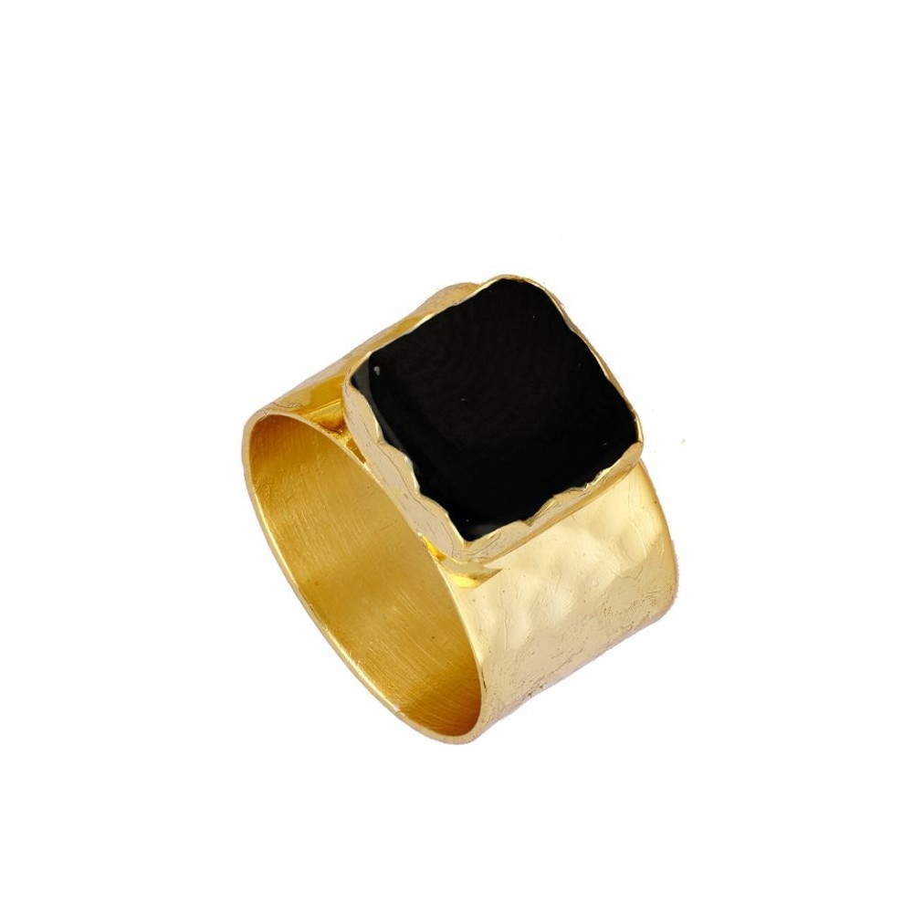 ANILLO "CAPRI" DE PLATA 925  BAÑADA EN ORO CON PIEDRA ESPINELA