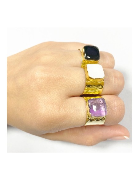 ANILLO  "CAPRI" DE PLATA 925  RODIADA CON PIEDRA ESPINELA