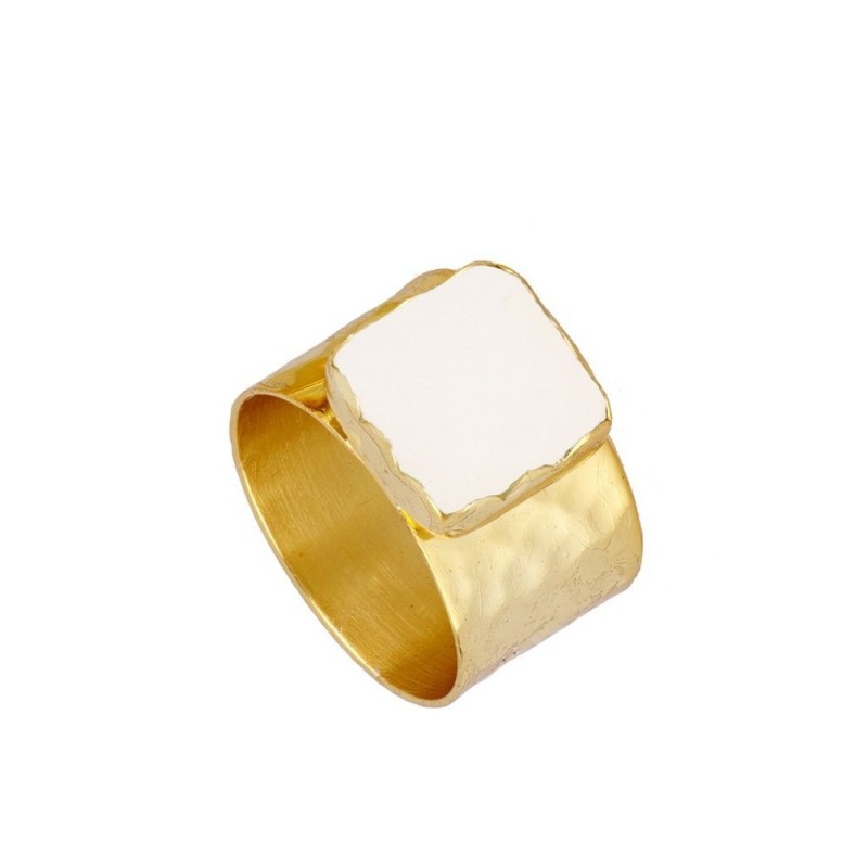 ANILLO "CAPRI" DE PLATA 925  BAÑADA EN ORO CON PIEDRA PERLA