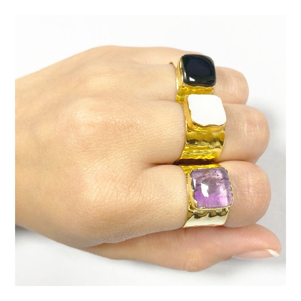 copy of copy of copy of ANILLO "CAPRI" DE PLATA 925  BAÑADA EN ORO CON PIEDRA AMAZONITA