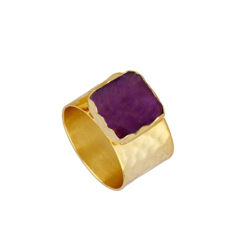 copy of copy of copy of ANILLO "CAPRI" DE PLATA 925  BAÑADA EN ORO CON PIEDRA AMAZONITA
