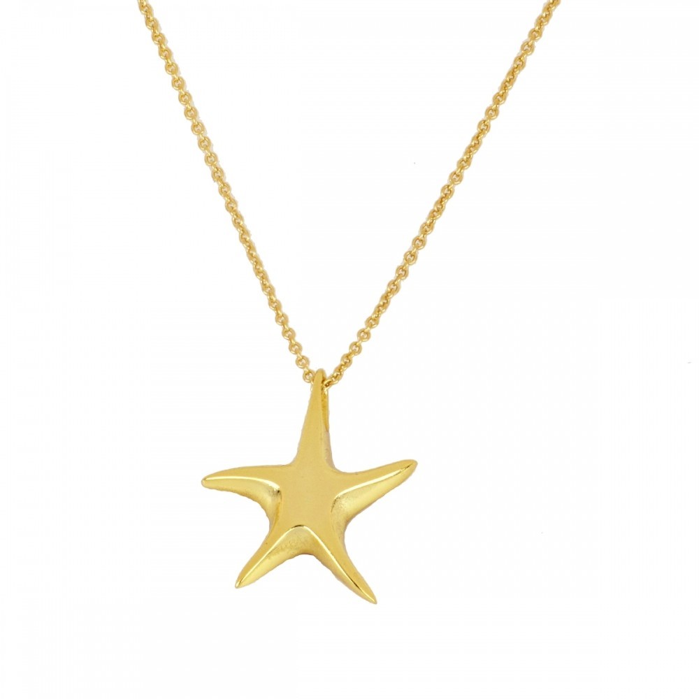 COLLAR ESTRELLA DE MAR EN PLATA 925 BAÑADA EN ORO