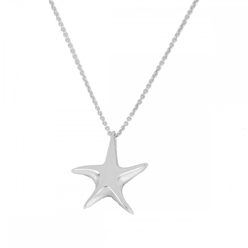 COLLAR ESTRELLA DE MAR EN PLATA RODIADA