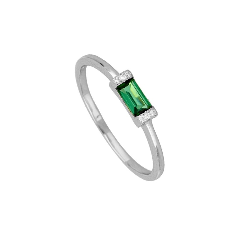ANILLO "JULIA" DE PLATA DE LEY RODIADA CON CIRCONITA VERDE