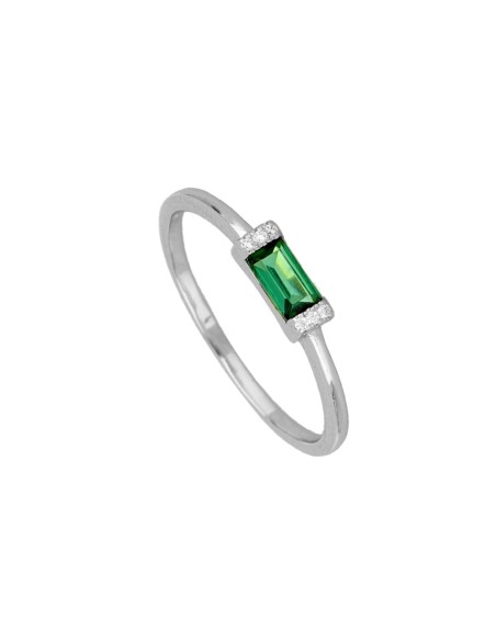 ANILLO "JULIA" DE PLATA DE LEY RODIADA CON CIRCONITA VERDE