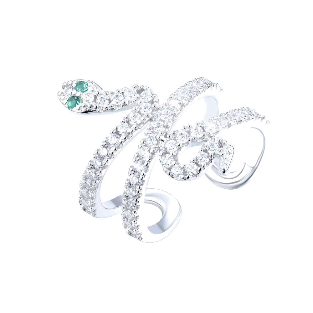 copy of ANILLO "KING SNAKE" DE PLATA 925 BAÑADA EN ORO Y CIRCONITAS BLANCAS Y OJOS EN ESMERALDA