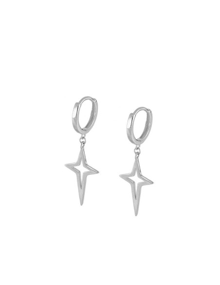 PENDIENTES "CRUZ ESTELAR" DE PLATA RODIADA