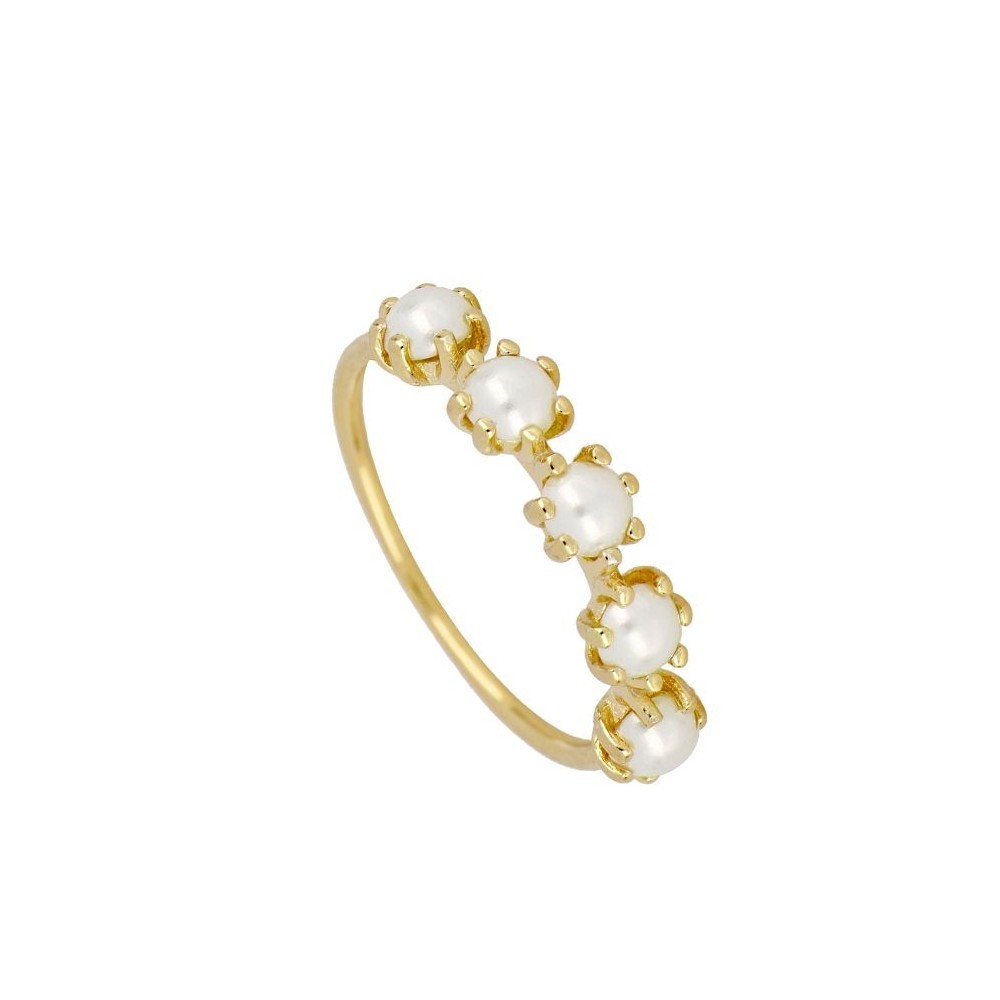 ANILLO "VALENTINA" DE PLATA 925 BAÑADA EN ORO CON 5 PERLAS
