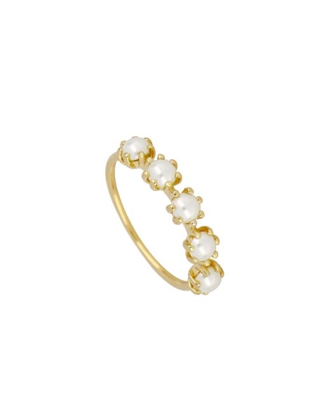 ANILLO "VALENTINA" DE PLATA 925 BAÑADA EN ORO CON 5 PERLAS