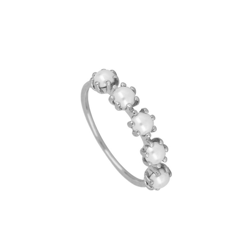 ANILLO "VALENTINA" DE PLATA DE LEY RODIADA CON 5 PERLAS