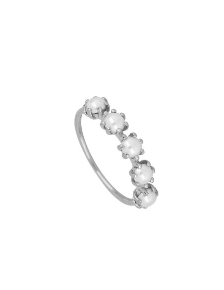 ANILLO "VALENTINA" DE PLATA DE LEY RODIADA CON 5 PERLAS