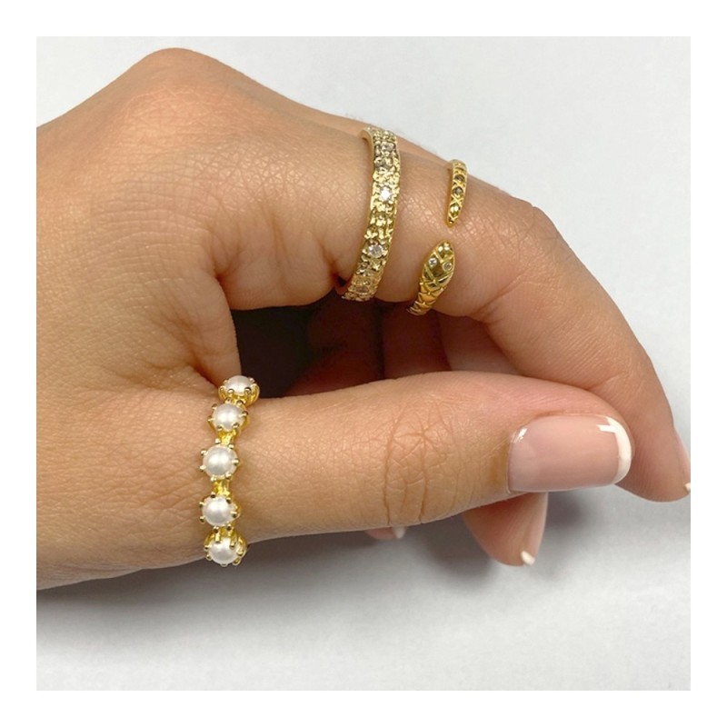 ANILLO "VALENTINA" DE PLATA DE LEY RODIADA CON 5 PERLAS 2