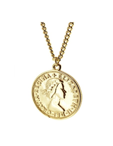 GARGANTILLA  MONEDA "LILIBETH" DE PLATA 925  BAÑADA EN ORO