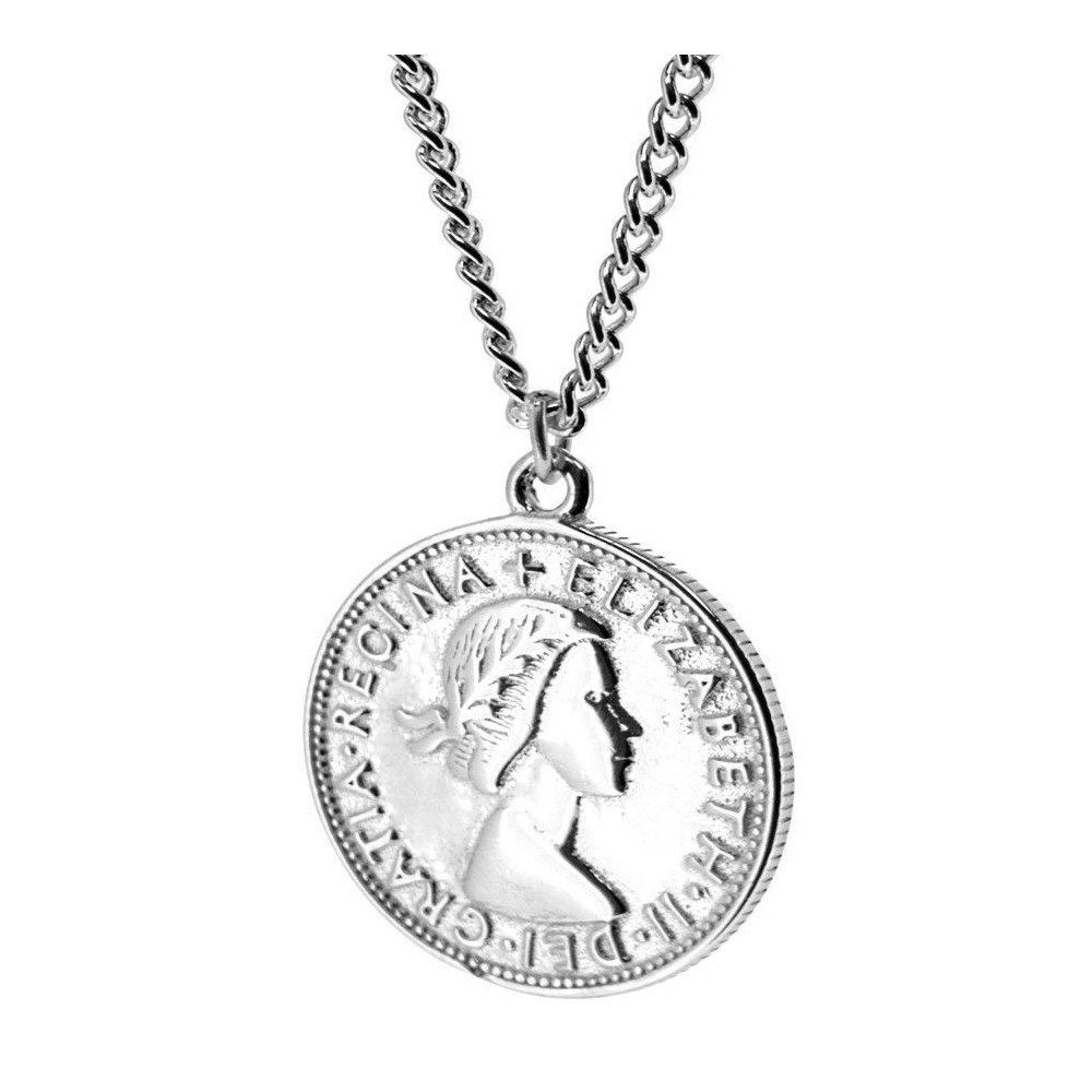 GARGANTILLA  MONEDA "LILIBETH" DE PLATA RODIADA