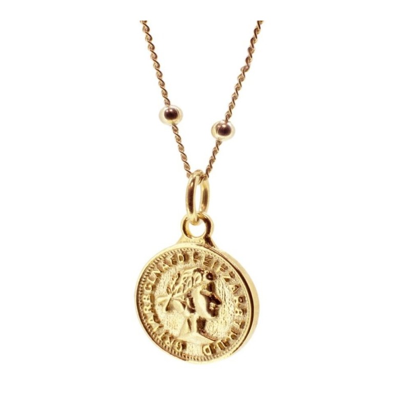 GARGANTILLA MONEDA ROMANA DE PLATA 925 BAÑADA EN ORO
