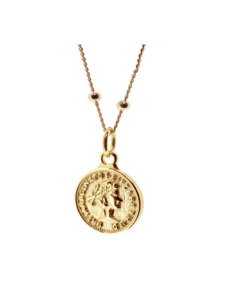 GARGANTILLA MONEDA ROMANA DE PLATA 925 BAÑADA EN ORO