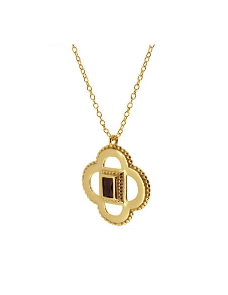 COLLAR COLGANTE "RENATTA" DE PLATA 925 BAÑADA EN ORO CON CIRCONITA NEGRA