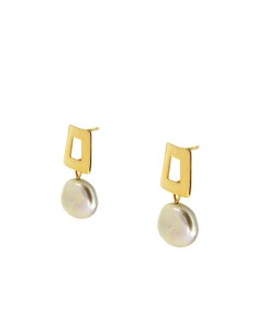 Pendientes Gea  en plata 925 y plata bañada en oro con perla natural