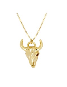 Collar de plata 925 bañada en oro con Colgante Búfalo