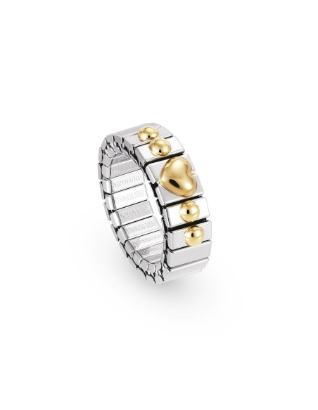 Anillo extensible con corazón y puntos en oro 18K